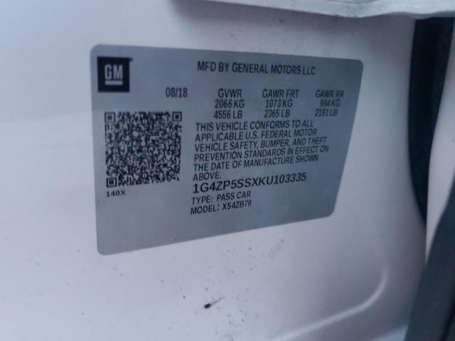 1G4ZP5SSXKU103335 - 2019 BUICK LACROSSE ESSENCE WHITE photo 12