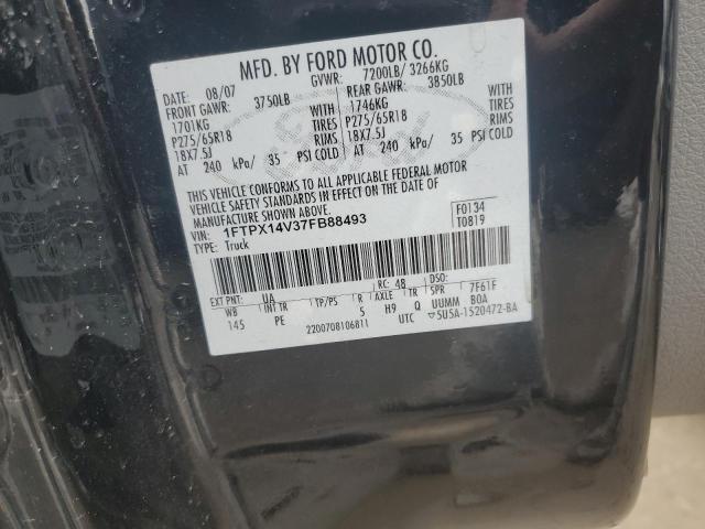 1FTPX14V37FB88493 - 2007 FORD F150 BLACK photo 12