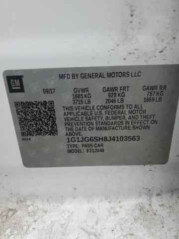 1G1JG6SH8J4103563 - 2018 CHEVROLET SONIC WHITE photo 12