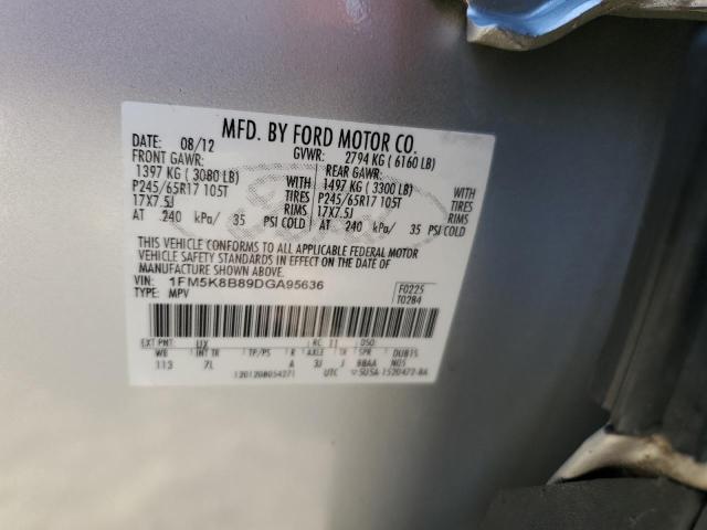 1FM5K8B89DGA95636 - 2013 FORD EXPLORER SILVER photo 13