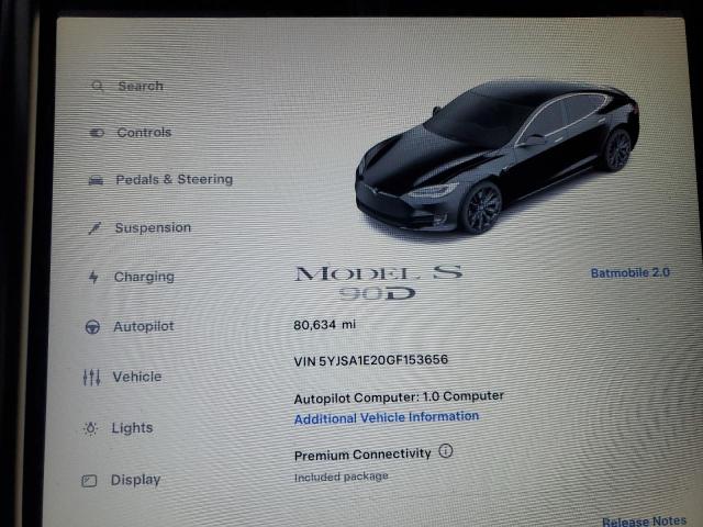 5YJSA1E20GF153656 - 2016 TESLA MODEL S BLACK photo 9