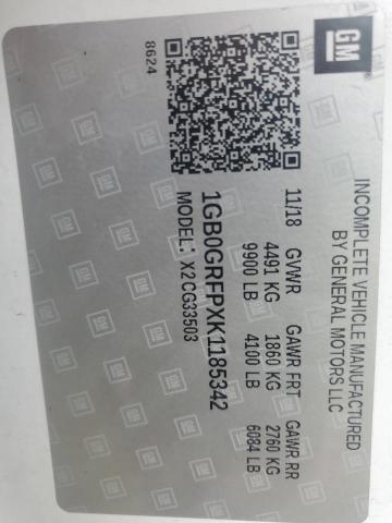 1GB0GRFPXK1185342 - 2019 CHEVROLET EXPRESS G3 WHITE photo 12