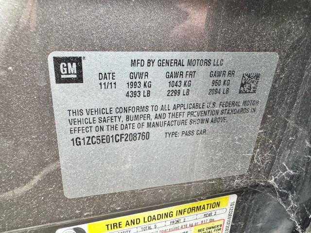 1G1ZC5E01CF208760 - 2012 CHEVROLET MALIBU 1LT 灰色 照片 10