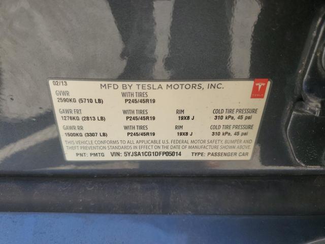 5YJSA1CG1DFP05014 - 2013 TESLA MODEL S GRAY photo 12