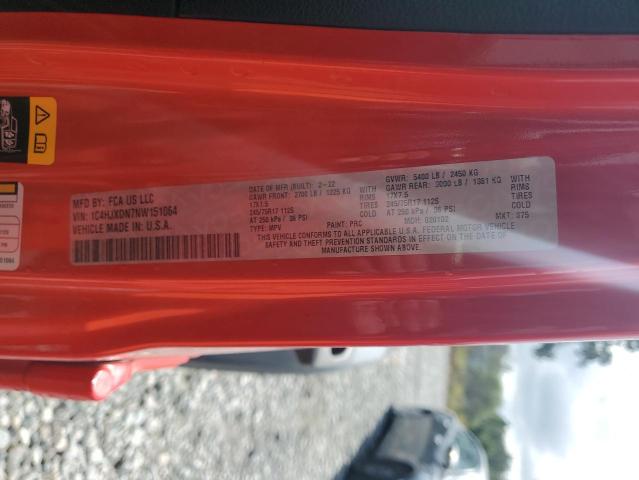 1C4HJXDN7NW151064 - 2022 JEEP WRANGLER U SPORT RED photo 13