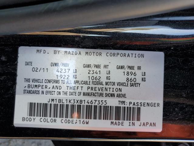 JM1BL1K3XB1467355 - 2011 MAZDA SPEED 3 BLACK photo 13