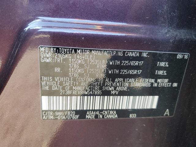 2T3BFREV8HW547895 - 2017 TOYOTA RAV4 LE იასამნისფერი ფოტო 13