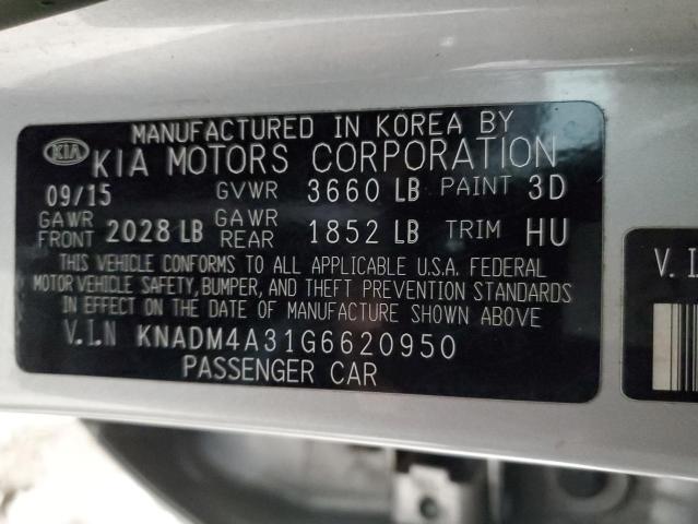 KNADM4A31G6620950 - 2016 KIA RIO LX SILVER photo 13