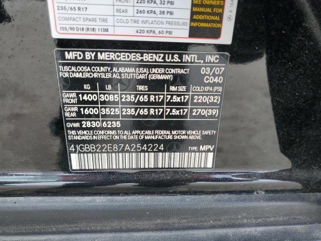 4JGBB22E87A254224 - 2007 MERCEDES-BENZ ML 320 CDI BLACK photo 13