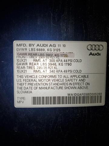 WA1DGAFE5BD005268 - 2011 AUDI Q7 PRESTIGE 蓝色 照片 12