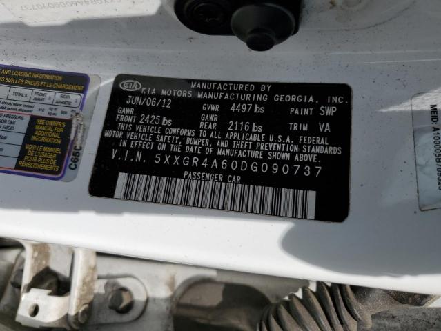 5XXGR4A60DG090737 - 2013 KIA OPTIMA SX თეთრი ფოტო 13