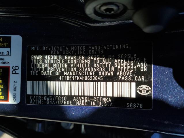 4T1BF1FK4HU623045 - 2017 TOYOTA CAMRY LE BLUE photo 13