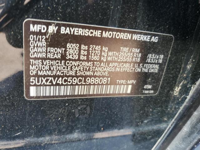 5UXZV4C59CL988081 - 2012 BMW X5 XDRIVE35I Սև լուսանկար 13