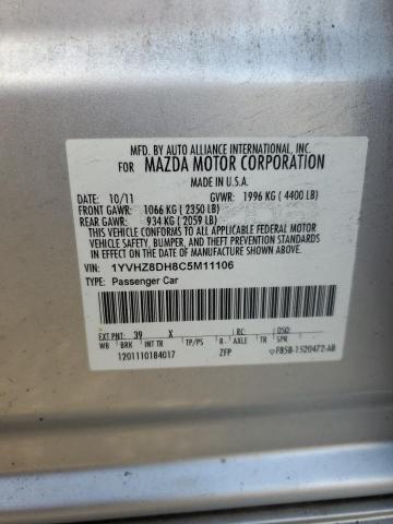 1YVHZ8DH8C5M11106 - 2012 MAZDA 6 I SILVER photo 12