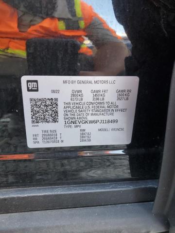 1GNEVGKW6PJ118499 - 2023 CHEVROLET TRAVERSE LT BLACK photo 13