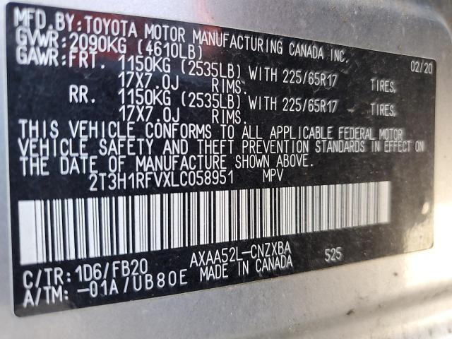 2T3H1RFVXLC058951 - 2020 TOYOTA RAV4 LE SILVER photo 14