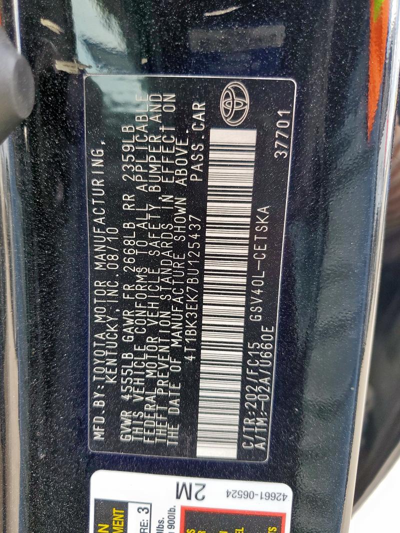 4T1BK3EK7BU125437 - 2011 TOYOTA CAMRY SE BLACK photo 13