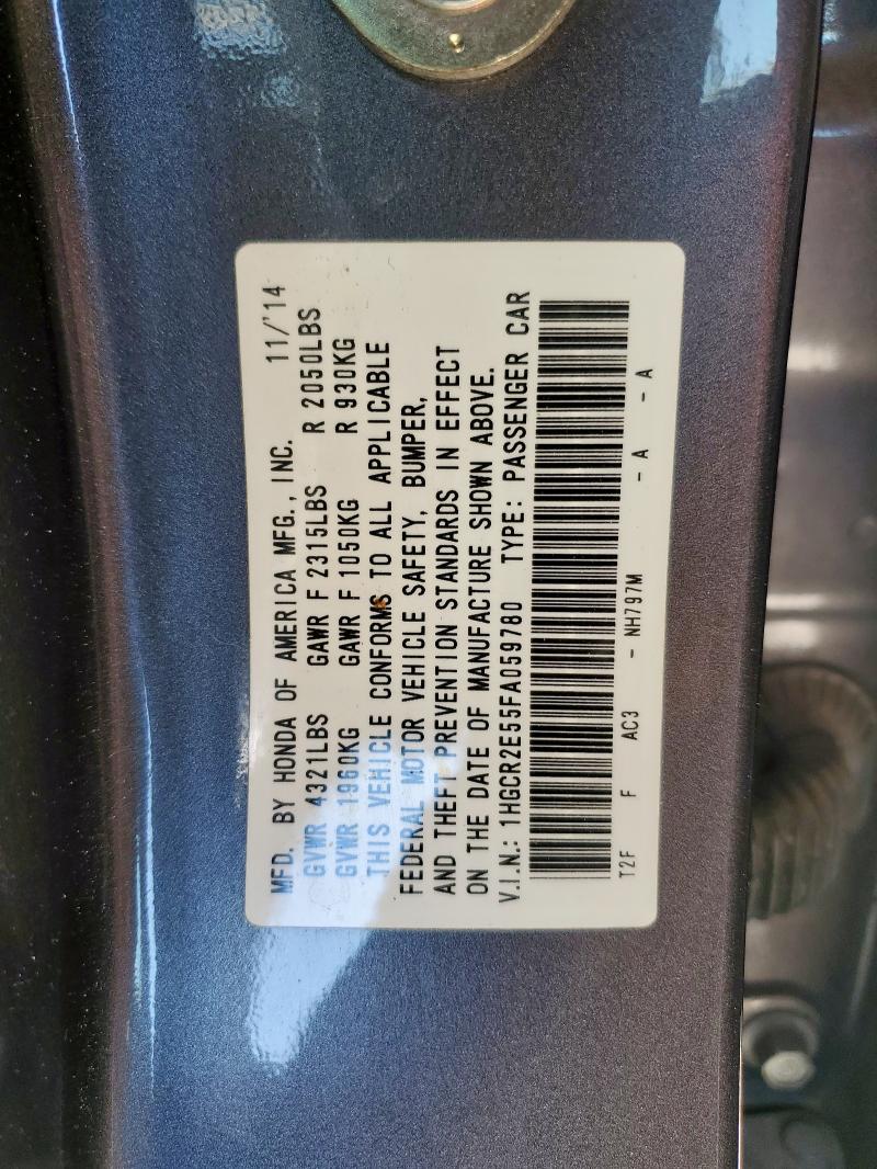 1HGCR2E55FA059780 - 2015 HONDA ACCORD SPORT 灰色 照片 12