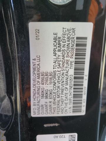 19XFL1H71NE010513 - 2022 HONDA CIVIC EXL 黑色 照片 12