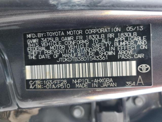 JTDKDTB38D1543361 - 2013 TOYOTA PRIUS C GRAY photo 12