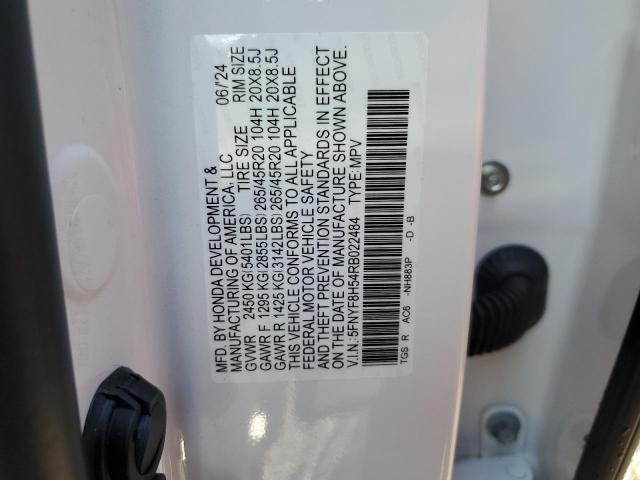 5FNYF8H54RB022484 - 2024 HONDA PASSPORT EXL WHITE photo 13