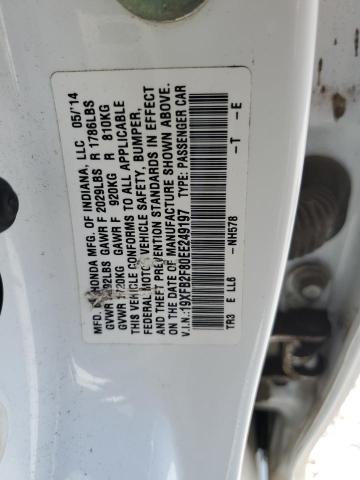 19XFB2F80EE249197 - 2014 HONDA CIVIC EX 白色 照片 12