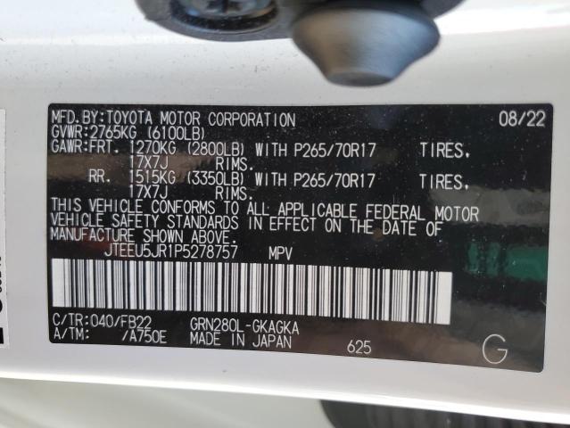 JTEEU5JR1P5278757 - 2023 TOYOTA 4RUNNER SR5 Ақ фото 13