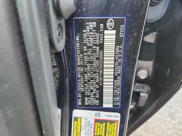 4T1B11HK7KU258685 - 2019 TOYOTA CAMRY L შავი ფოტო 13