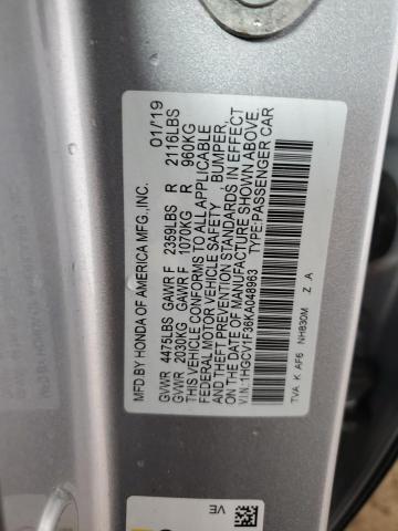1HGCV1F36KA048963 - 2019 HONDA ACCORD SPORT SILVER photo 12