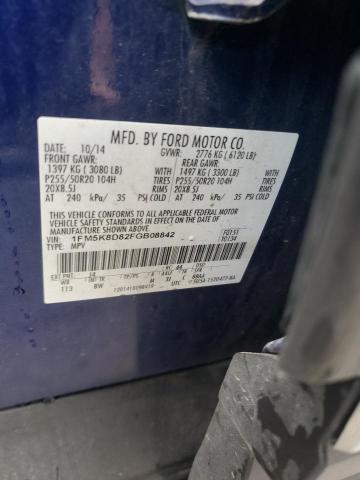 1FM5K8D82FGB08842 - 2015 FORD EXPLORER XLT BLUE photo 13