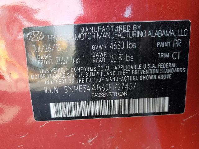 5NPE34AB6JH727457 - 2018 HYUNDAI SONATA SPORT Kırmızı fotoğraf 13