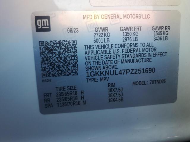 1GKKNUL47PZ251690 - 2023 GMC ACADIA SLT WHITE photo 14
