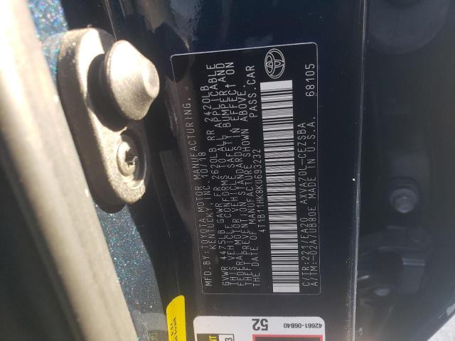 4T1B11HK8KU693232 - 2019 TOYOTA CAMRY L BLUE photo 12