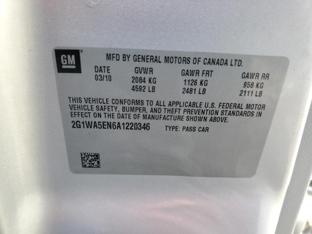 2G1WA5EN6A1220346 - 2010 CHEVROLET IMPALA LS SILVER photo 12