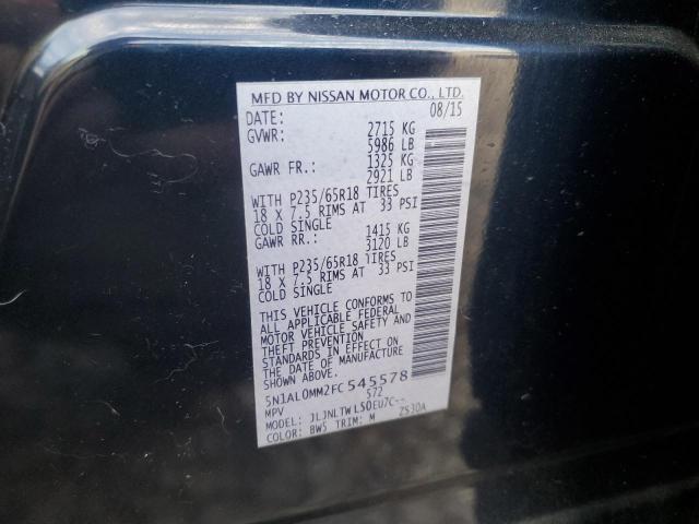 5N1AL0MM2FC545578 - 2015 INFINITI QX60 BLUE photo 13