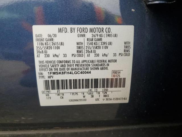 1FMSK8FH4LGC40044 - 2020 FORD EXPLORER LIMITED BLUE photo 14