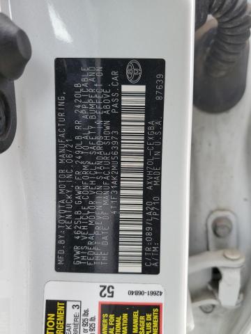 4T1F31AK2MU563973 - 2021 TOYOTA CAMRY XLE თეთრი ფოტო 13