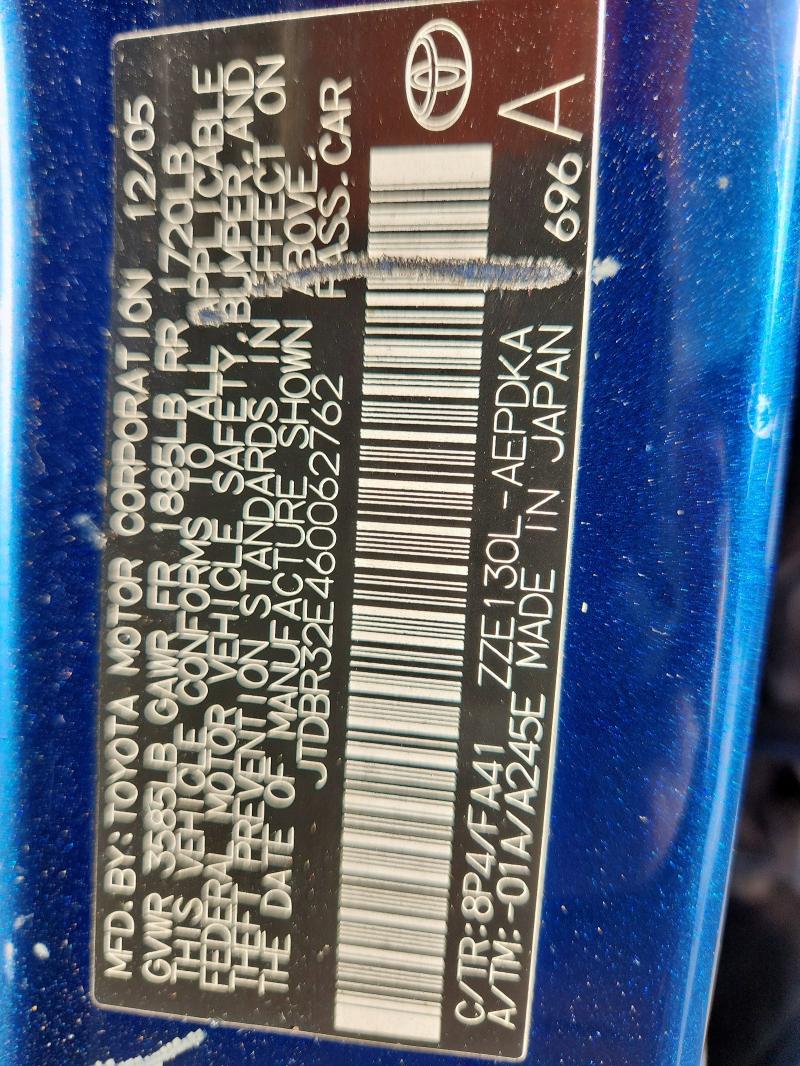 JTDBR32E460062762 - 2006 TOYOTA COROLLA CE BLUE photo 13