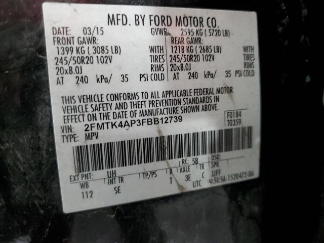 2FMTK4AP3FBB12739 - 2015 FORD EDGE SPORT 黑色 照片 14
