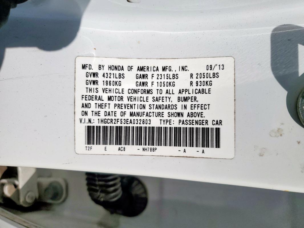 1HGCR2F53EA032803 - 2014 HONDA ACCORD SPORT WHITE photo 13