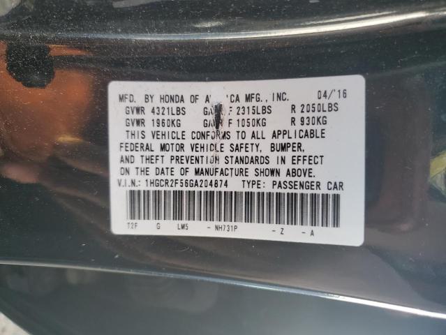 1HGCR2F56GA204874 - 2016 HONDA ACCORD SPORT 黑色 照片 12