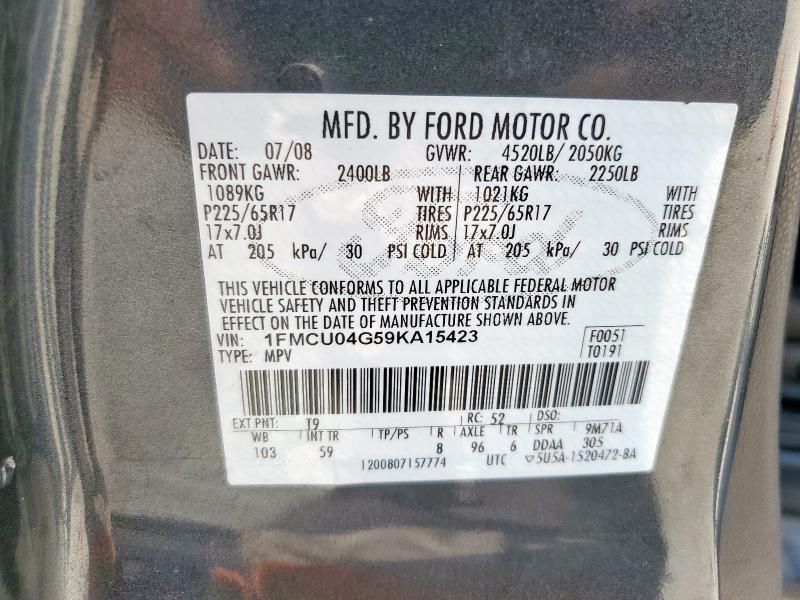 1FMCU04G59KA15423 - 2009 FORD ESCAPE LIMITED 石墨色 照片 13