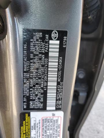 4T1BF30K24U574300 - 2004 TOYOTA CAMRY LE GRAY photo 12