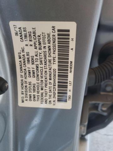 2HGFC2F85HH556520 - 2017 HONDA CIVIC EX SILVER photo 12