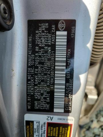 4T1BK3DB7AU359531 - 2010 TOYOTA AVALON XL 银色 照片 12