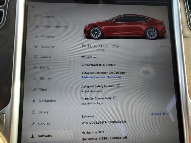 5YJSA1E15HF210006 - 2017 TESLA MODEL S RED photo 9