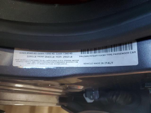 ZAM57RTA4F1154381 - 2015 MASERATI GHIBLI S GRAY photo 12