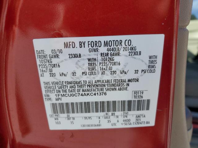 1FMCU0C74AKC41376 - 2010 FORD ESCAPE XLS MAROON photo 13