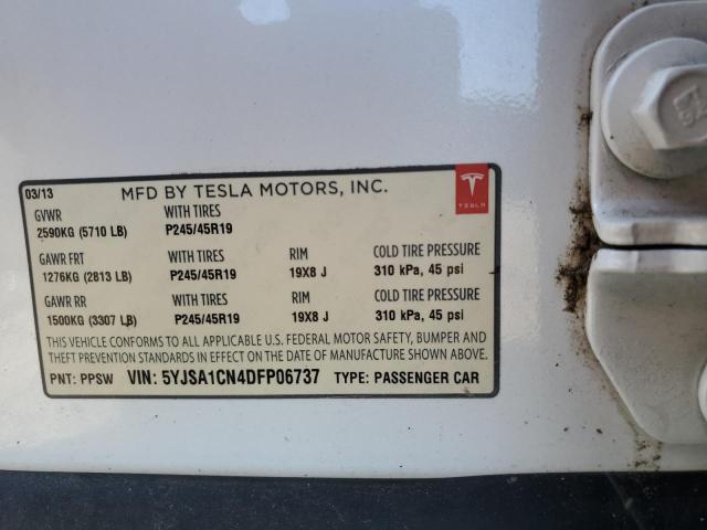 5YJSA1CN4DFP06737 - 2013 TESLA MODEL S Weiß Foto 12
