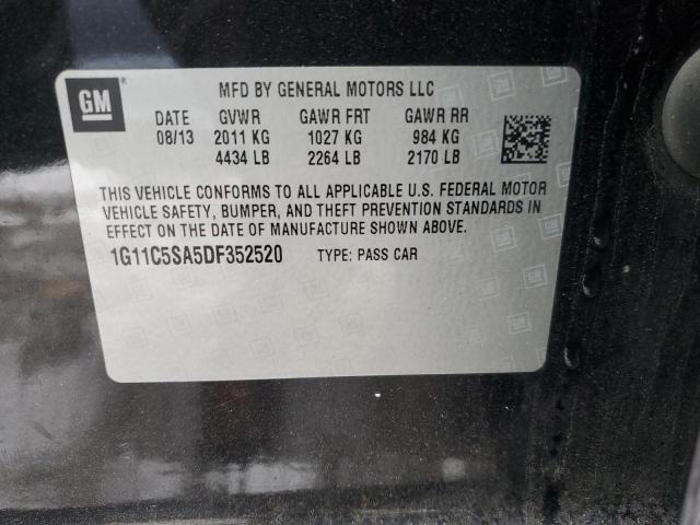 1G11C5SA5DF352520 - 2013 CHEVROLET MALIBU 1LT შავი ფოტო 12